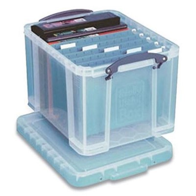 Really Useful Boxes 32CL Stackable File Box Legal Clear/Blue 8.45 Gal