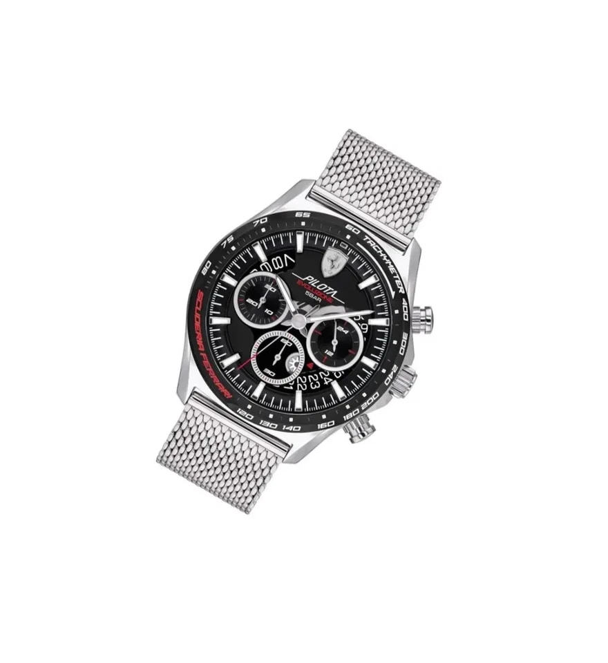 Scuderia Ferrari Pilota Evo Silver Steel Mesh Black Dial Men's Watch | RRP $799 - image 3 of 4