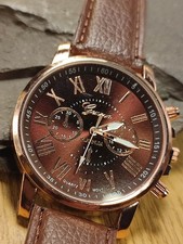 Herren Geneva Marken Armbanduhr Uhr NEU In Kaffeebraun zeitloses Retro Design