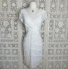 NWT Marina Ivory Lace Overlay Sequin Beaded Fairycore Cocktail Formal Dress Sz M