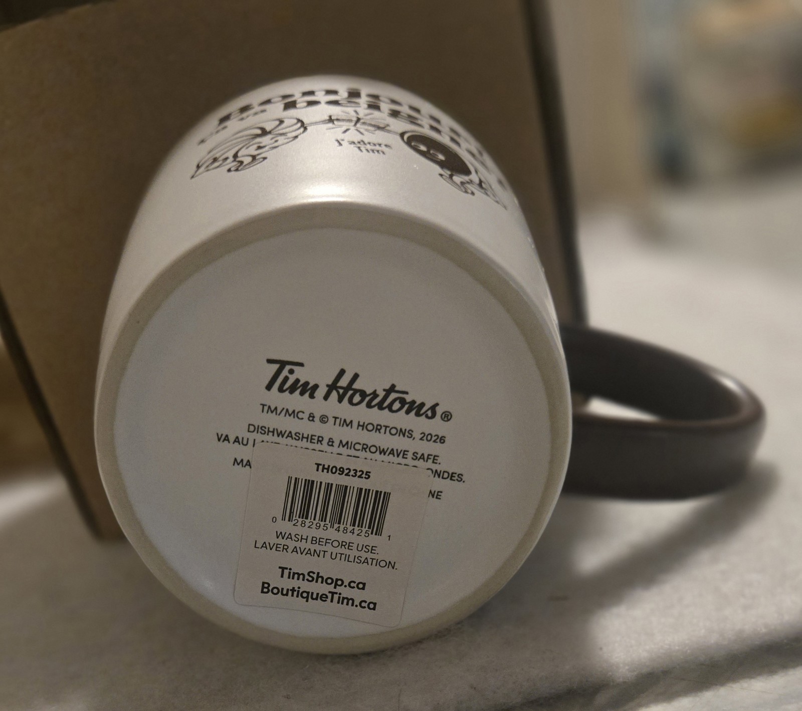 Tim Hortons Retro Bonjour! Ca va beigne? 16 Oz  Coffee Mug 2026 NIB