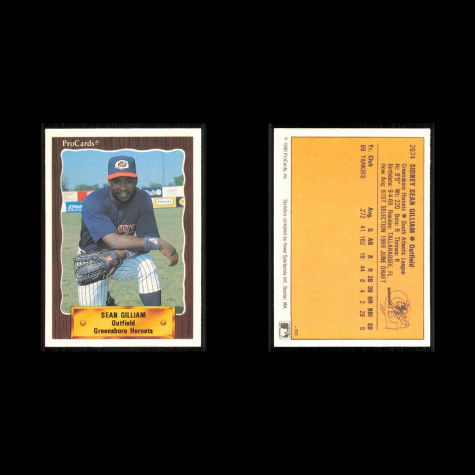 Sean Gilliam #2674 1990 ProCards Greensboro Hornets Baseball Card MLB NM - Image 3 of 3