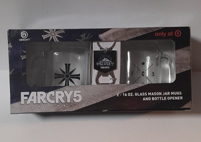 Far Cry 5 Mason Jar Mugs and Bottle Opener 16 oz Set of 2 Target Limited Edition