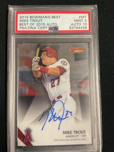 2015 Mike Trout Bowman's Best of 2015  Auto SP #B15MT PSA 9, Auto 10