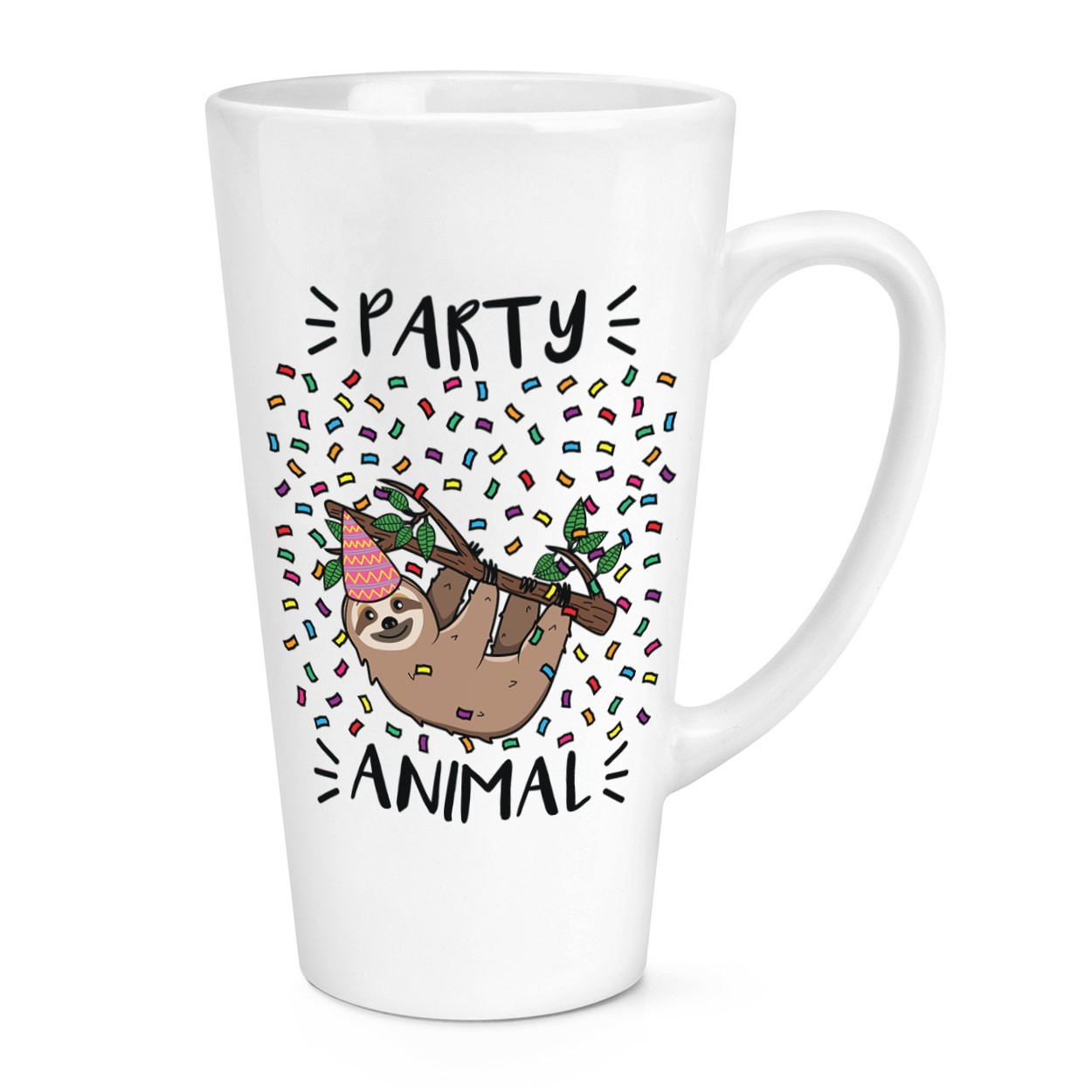 Sloth Party Animal 17oz Large Latte Mug Cup Funny Joke Animal Birthday Lazy Big