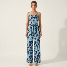 Botanical Print Tie-Waist Wide-Leg Jumpsuit