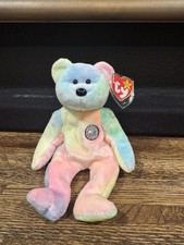 1999 B.b Birthday Bear Rainbow B-day Ty Beanie Baby Retired MWMT 10th Gen