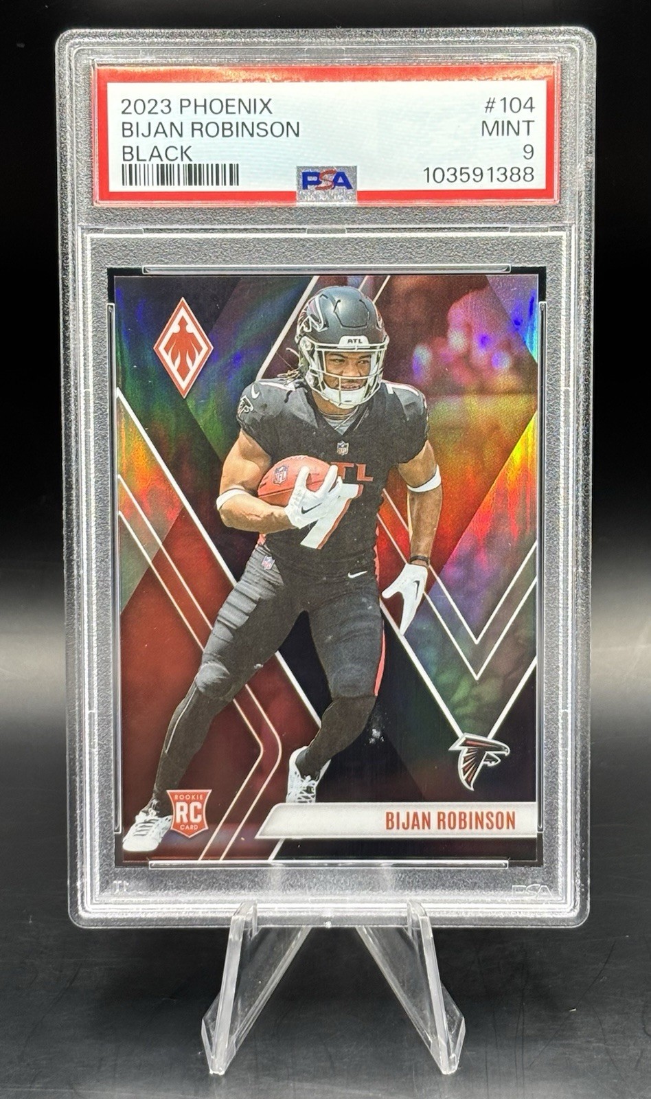 2023 Panini Phoenix - Rookies Bijan Robinson #104 Black /10 (RC) PSA 9 Falcons