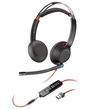 Poly Blackwire 5220 Duo Casque Arceau Double Câble 2 m USB-A 3,5mm Noir