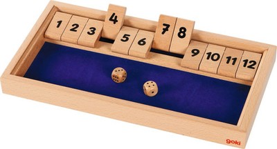 Würfelspiel Shut the box | 32,2 x 17,3 x 3,2 cm, Holz, 2 Würfel, per Stück