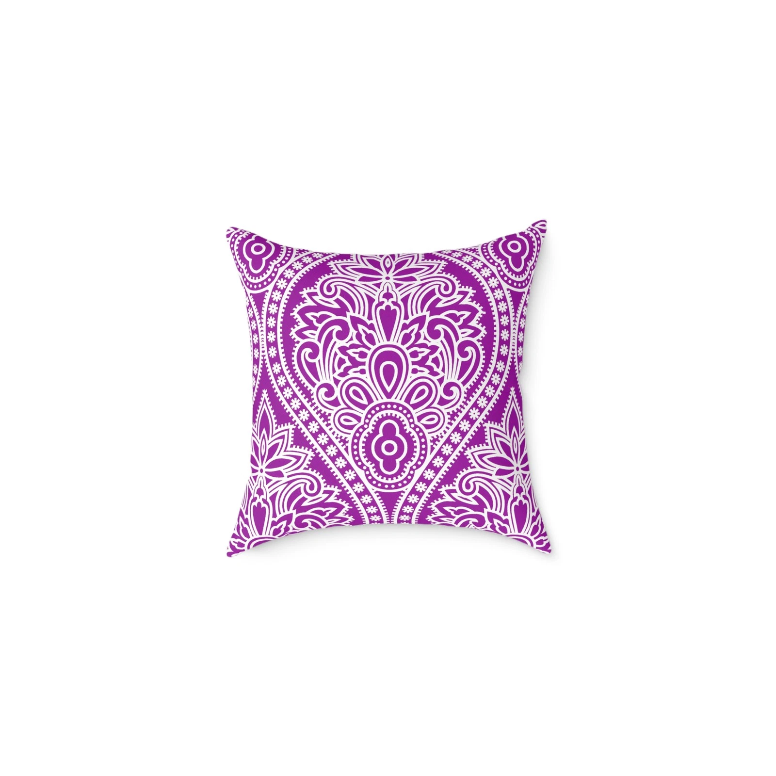 Purple Paisley Heart Square Pillow | Boho Mandala Decorative Throw Pillow