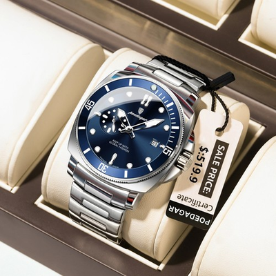 #ad POEDAGAR Luxury Men#x27;s Watch Stainless Steel Business Waterproof Luminous Quartz $34.99