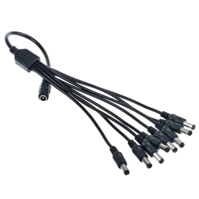 FITE ON 20AWG 1-8 Port Power Split Cord For CCTV Security Camera Q-See Night Owl Zmodo