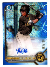 Yendry Rojas 2022 Bowman Chrome 1st Year Blue Mojo Refractor Autograph Auto /150