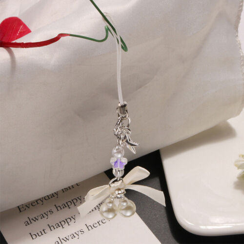 Bowknot Pearls Beaded Pendant Phone Strap Keychain Bag Decoration Accessories - Photo 1/9