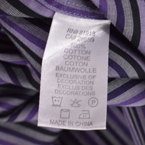 Robert Graham Mens Shirt 19 Tall 38/39 Purple Grey Black Striped 100% Cotton - Picture 10 of 10