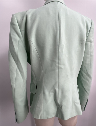 BALMAIN Women's Double Breasted Silver Button Green Wool Blazer Jacket Size T-44 - Picture 13 of 20