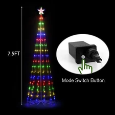 5/6/7.5FT LED Outdoor Christmas Tree Lights,Outside Lighted Cone Xmas Decor Yard