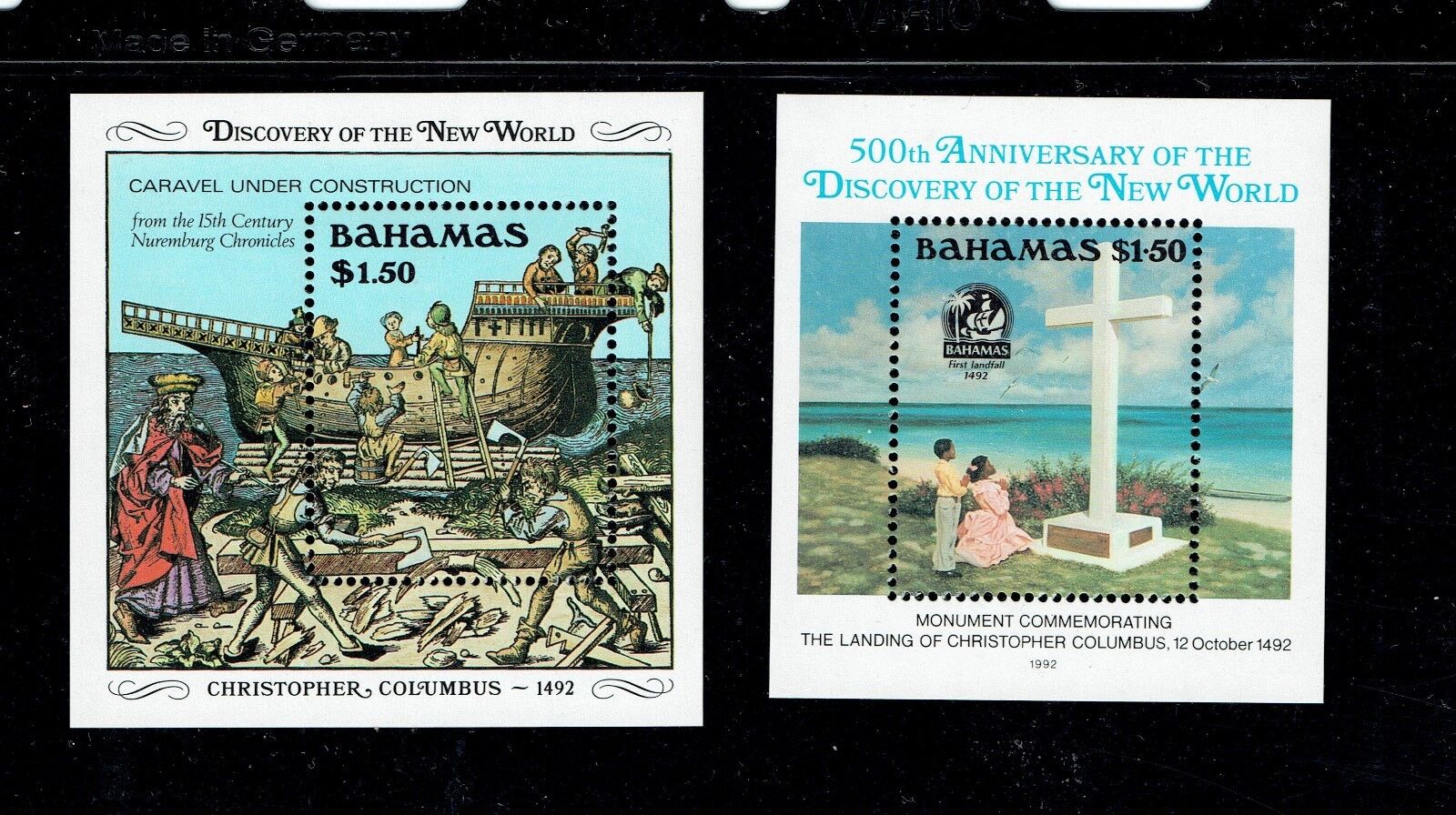 BAHAMAS 667 AND 753, TYPES OF DISCOVERY OF AMERICA,  MNH (BAM004