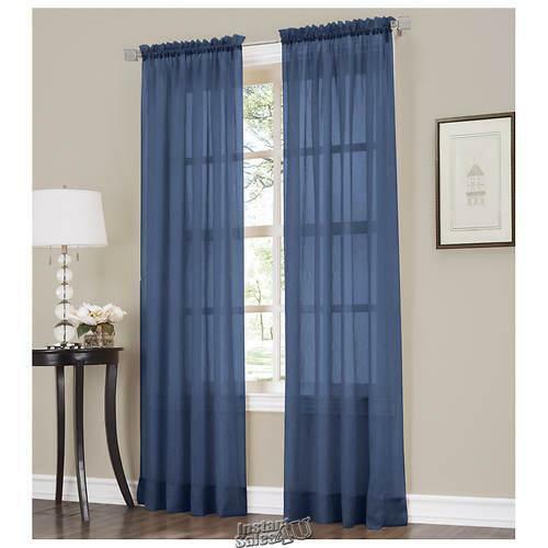 Erica Crushed Voile Panel Pairs Navy 51" W x 63" L - Picture 1 of 2