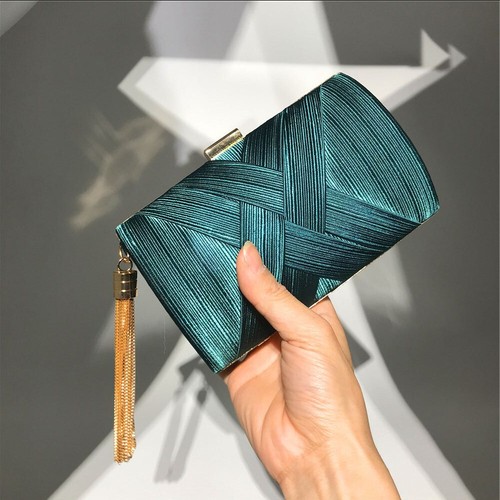 Womens Evening Bag Wedding Party Prom Satin Tassel Clutch Purse Chain Handbag UK - Picture 3 of 26