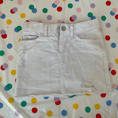 The Childrens Place Girls White Denim Skirt Size 4 Adjustable Waist EXCELLENT