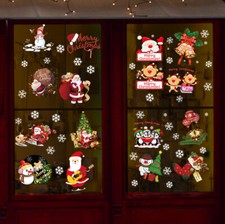 Christmas Santa Claus Reindeer Snowman Clings Wall Decor Window Door Stickers
