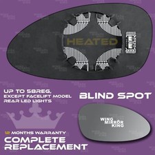 Porsche 911 Right wing mirror glass 2004-2008 UP TO 58 REG Wide Angle Heated