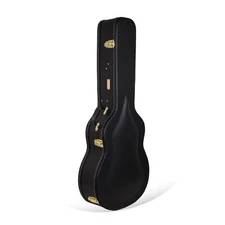 Crossrock Hard-Shell Wood Case for 17” Archtop Acoustic Jazz Guitars-Black