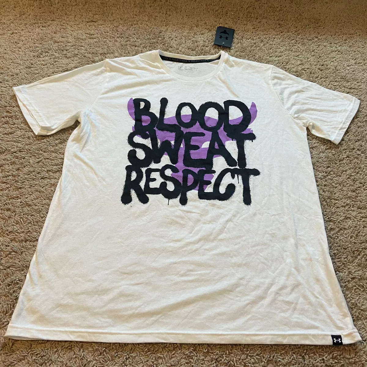 NWT Men s Under Armour Project Rock Payoff Blood Sweat Respect T