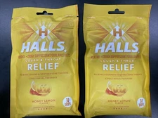 2 Pack - HALLS Relief Honey Lemon Flavor Cough Drops (60 Total) READ DESC.