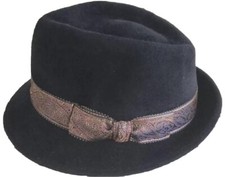 MAKINS BLACK S SMALL 55cm 100% FUR FELT Silk Ribbon TRILBY HAT NYC USA MADE