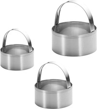 3 Pieces Round Biscuit Cutter with Handle - Stainless Steel Round Circle Doughnu