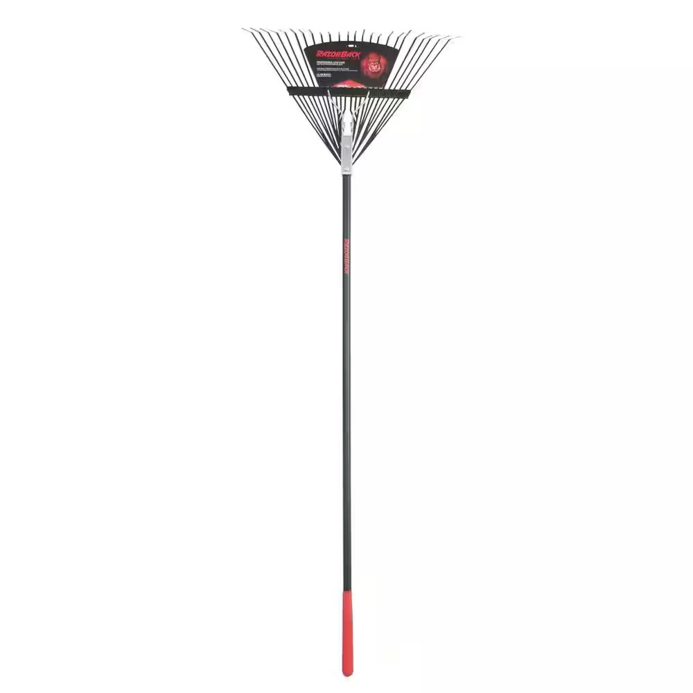 Razor-Back 51 In. Fiberglass Handle 24-Tine Steel Rake Lawn Leaves Yard Garden