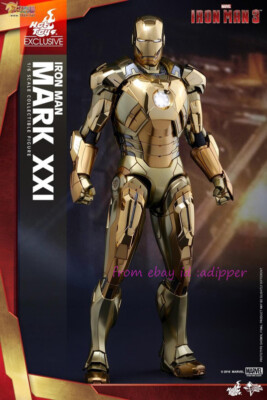 Perfect Hot Toys Mms341 1/6 Iron Man 3 Midas Mark Xxi Gold Chrome