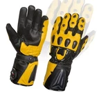Winter Leather Gloves Motorcycle Motorbike Racing Thermal Yellow