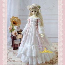 1/6 1/4 1/3 SD16 BJD Doll Clothes Pink White European Dress Shawl Petticoat Hat