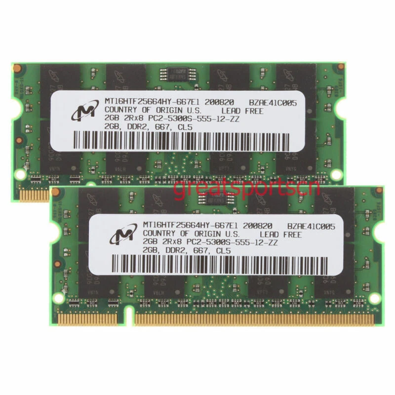 Micron 8 GB 4x 2GB PC2-5300 DDR2-667MH​z SODIMM Memory RAM F Lenovo ThinkPad T61 - Image 2 of 4