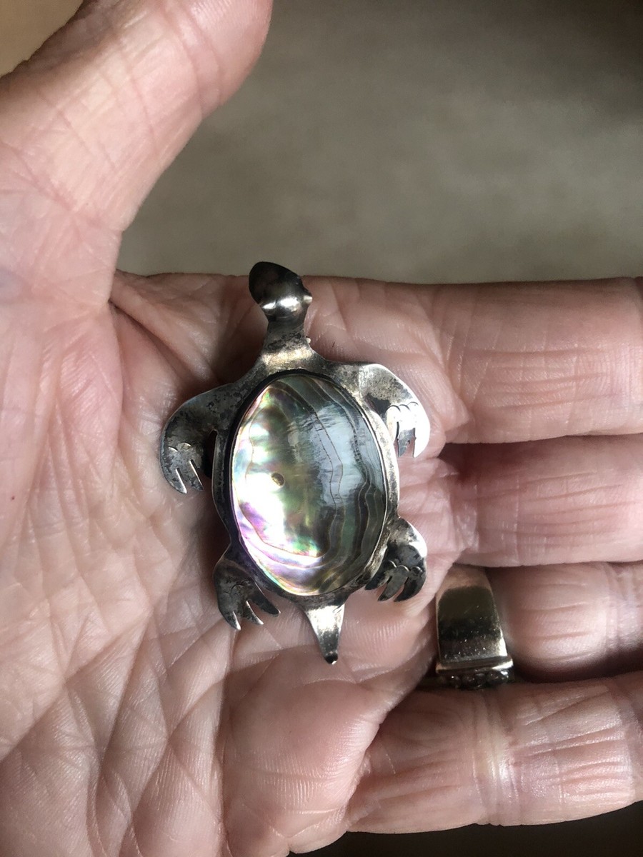 Broche Vintage Tortue Argent Sterling 925 - Mexique - Occasion