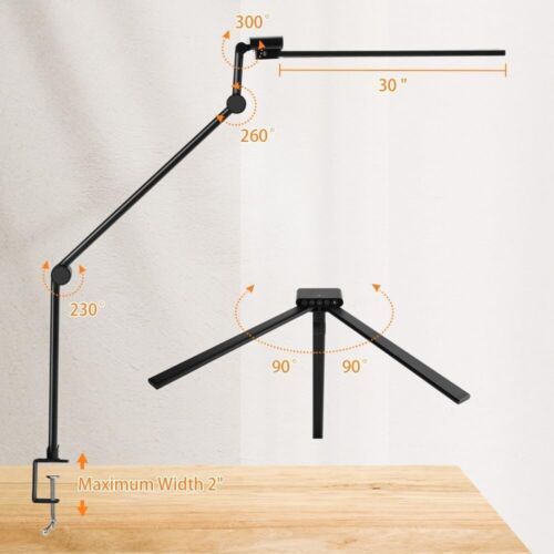 LED Desk Lamp with Clamp Double Head Desk Lamp with 360° Adjustable - Picture 2 of 8