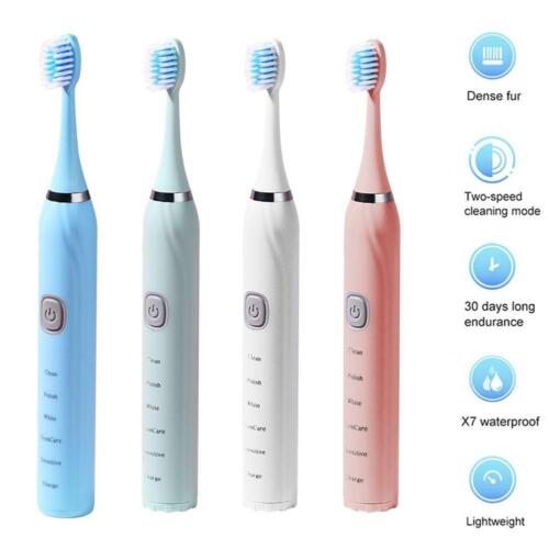 Sonic Electric Toothbrush USB Rechargeable 3-Tooth Timer 5-Mode Brush Heads🔥 - Afbeelding 1 van 12