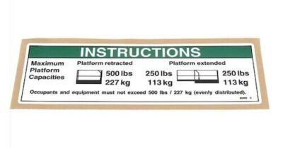 82563 / 82563GT OEM Genie Decal, Instr-Max Cap 500 Lbs