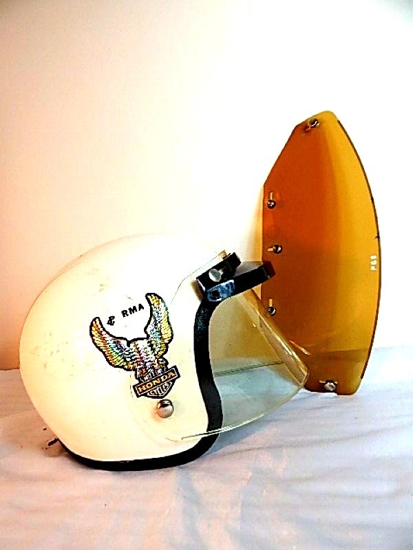 セキュリティ・セーフティ vintage helmet visor honda Vintage Grant Motorcycle Helmet Sun Visor Metallic Honda Cycles