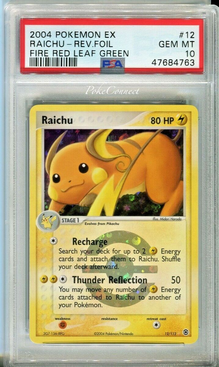 PSA 10 GEM MINT Pokemon RAICHU Reverse Holo 2004 ex FireRed PSA 10 GEM MINT Pokemon RAICHU Reverse Holo 2004 ex FireRed