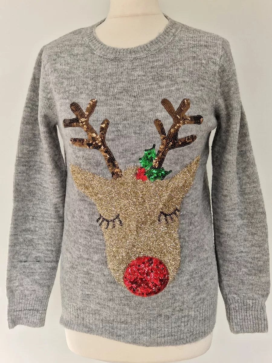 Grey clearance reindeer jumper