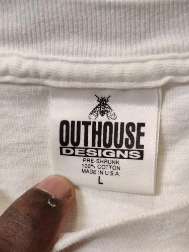 Vintage Men's Republic Of Texas Outhouse Design White Graphic T-shirt Size L - Picture 8 of 10