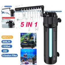 5-in-1 UV Sterilizer Filter Light Oxygen Internal Pump Aquarium Fish Pond Tank