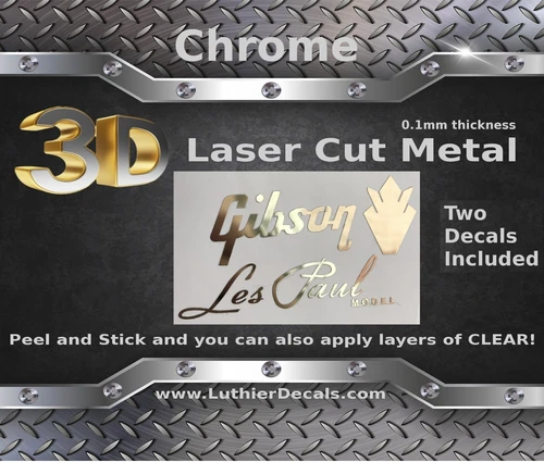 Gibson Les Paul Model Guitar Decal 3d metal Headstock Restoration Logo m33b
