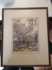 Vintage Framed Print, Signed. 16x13