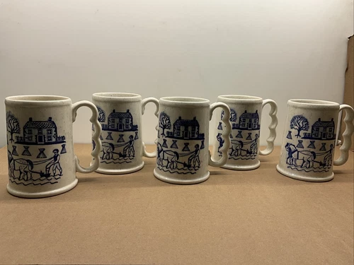 Vintage Poppy trail Metlox provincial blue Coffee tea Mugs Set 5 california USA